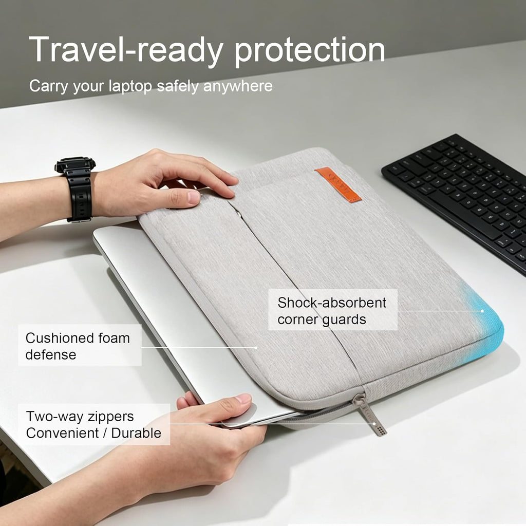 15.6 Inch Laptop Sleeve Case Computer Bag for 15.6" Acer Aspire/Predator, Inspiron, ASUS Zenbook Pro 15 Vivobook, HP Pavilion, Lenovo Ideapad 330, Thinkpad E590, Chromebook Water Resistant, Gray
